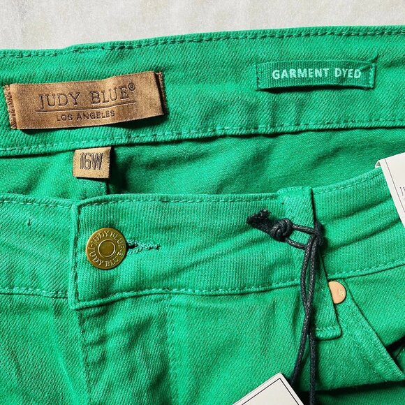 NWT Judy Blue Womens Green High Waist Garment Dyed Y2K Wide Leg Jeans Size 16W - Picture 3 of 9